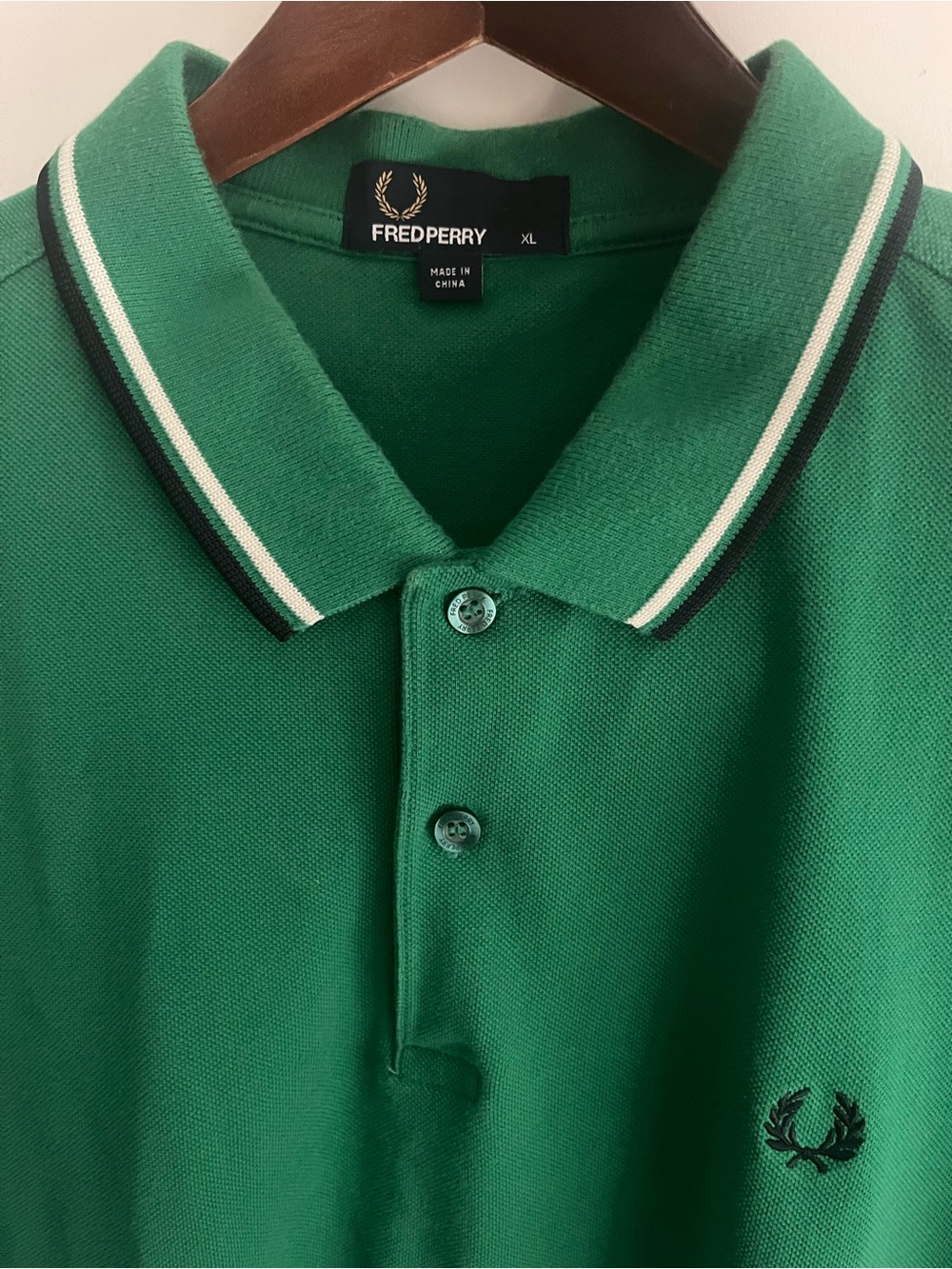 Fred Perry Green Polo with Twin-Tip Collar